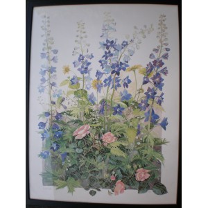 Kunstdruck "Gary Milek - Dilphiniums And Roses"